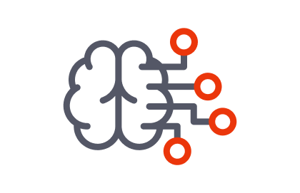 Stylized brain connected to electronic nodes