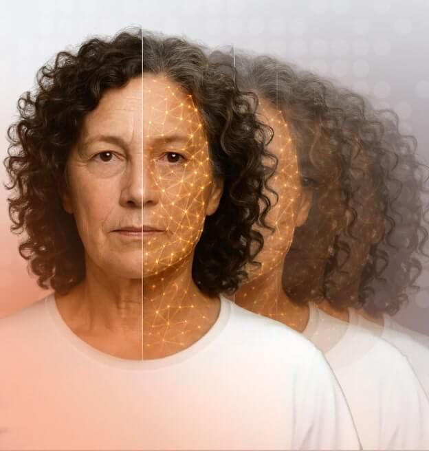 Visualization of a medical scan of a woman.